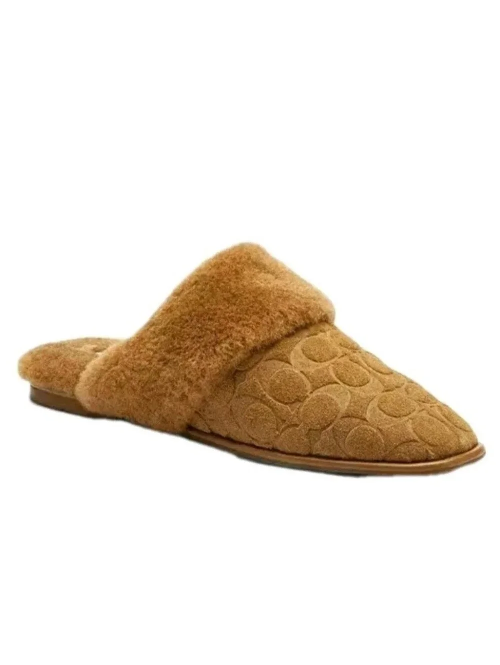 COACH: WOMEN'S: SIGNATURE SUEDE SHERPA: FLATS: MULES: SLIPPERS: SIZE 7: NIB:NEW